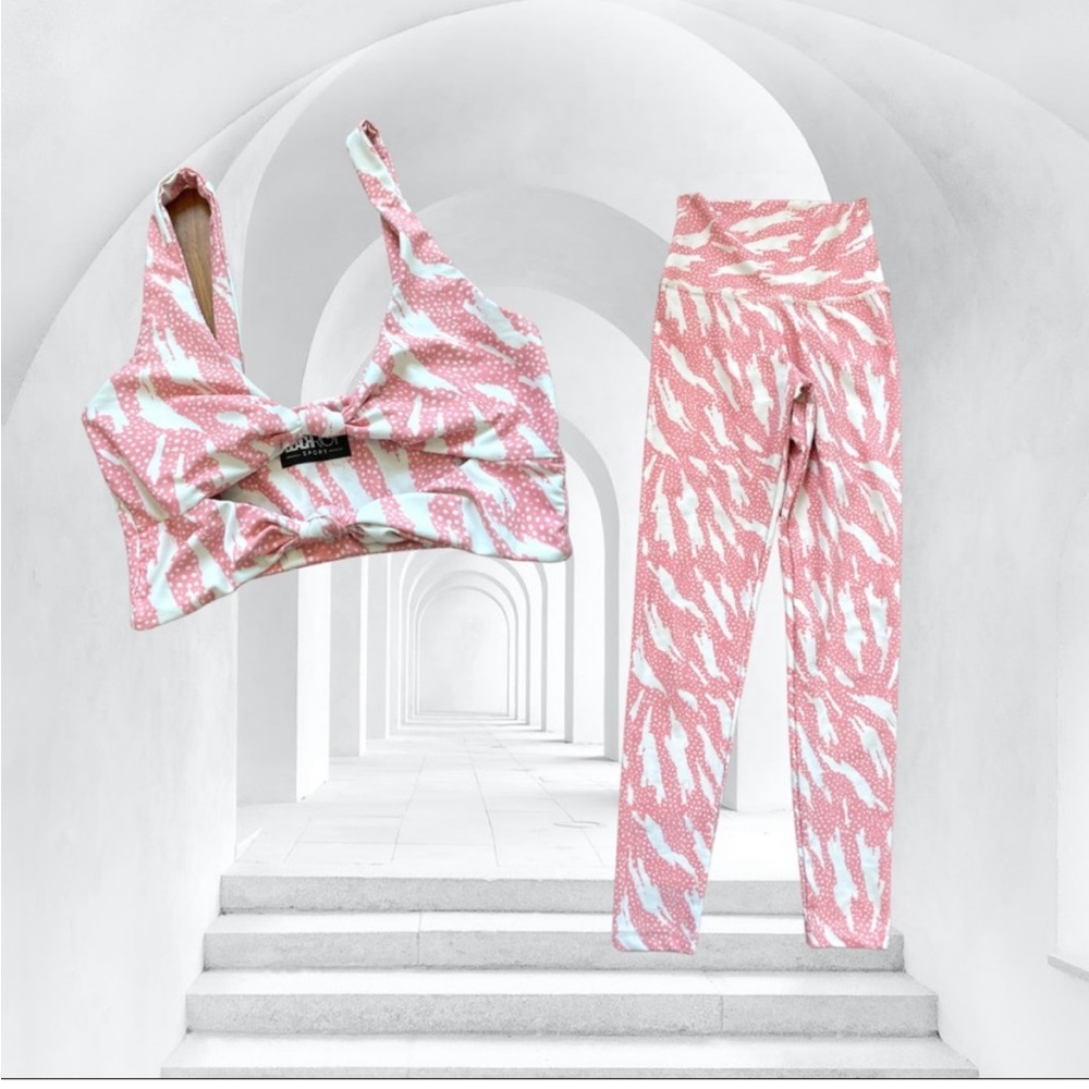 Beach Riot Pink and White Patterned Leggings